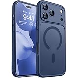 Immagine di CANSHN Cover Magnetica per iPhone 17 Pro Max(6,9 Pollici), Compatibile con MagSafe, (Protezione Completa Della Fotocamera), Custodia Traslucida Opaca Protettiva Sottile Antiurto,Blu Profondo