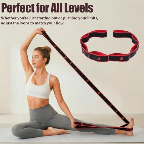 Image of 2PCS Resistance Band for Workout, 8-Loop Adjustable Stretch Bands for Dance, Ballet, Yoga, Gymnastics Workout, Stretching Resistance Bands and Home Flexibility TrainingHome Gym Set