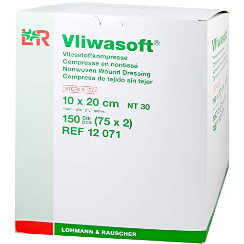 vliwa Soft Compresses non tissées stériles 10 x 20 cm 4L. 150 Compresses Cover