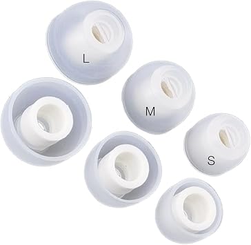 6X Replacement Silicone Eartips for Technics Earbuds,3 Pairs,White | Compatible with Technics EAH-AZ40 / AZ40M2 / AZ60 / AZ60M2 / AZ80 Earbuds Earpad, S/M/L Size