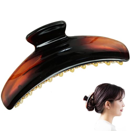 【美人髪KOEIDO】 バンスクリップ 大きめ 特大 しっかりとまる ヘアクリップ ゴールドアクセント 髪留め (ブラウン XL 123mm)（Amazon）