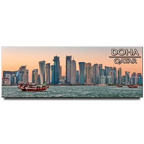Doha Panoramic Fridge Magnet Qatar Travel Souvenir Persian Gulf