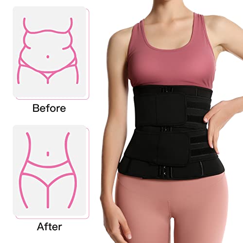 Jueachy Waist Trainer Belt Women Soft Waist Trimmer Sweat Stomach Tummy Wrap Shaper Belly Sweatband Black #TOP4