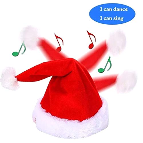 Christmas Santa Hat Adjustable Hat For Child Funny Shaking Dancing Singing Santa Cap Xmas Party Props New Year Holiday Decoration Musical Christmas Cap (red - Image 2