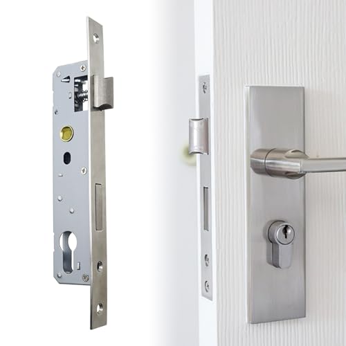 OMJMYY Einsteckschloss Gartentor Rohrrahmenschloss,Edelstahl Einsteckschlösser Entferung 85MM Dornmaß 25MM,Schlosseinsatz für Links/Rechts Robustes für Metalltüren