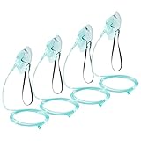 4-Pack Oxygen Mask Medium Size for Adults, Elongated Face Mask with 6.6ft Oxygen Tubing & Adjustable Head Strap, DEHP-Free & Latex-Free (No Cup)