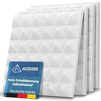 AUDIRE Akustikschaumstoff (4er Pack) mit hoher Schalldämmung durch Melaminharz – 30x30x5cm Akustikpaneele selbstklebend
