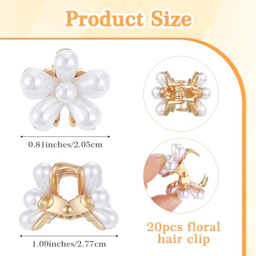 20 Pzas Mini Pinzas de Pelo con Perlas y Flores miniatura 2