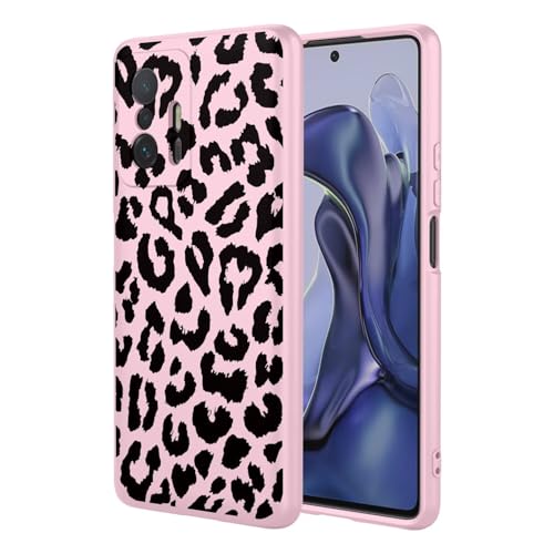 ESONG Leopardato Cover per Xiaomi 11T 11T Pro Custodia Sottile Liquido Carina Aesthetic Disegno Print Motivo per Donne Ragazze Morbida Antiurto rosa silicone tpu