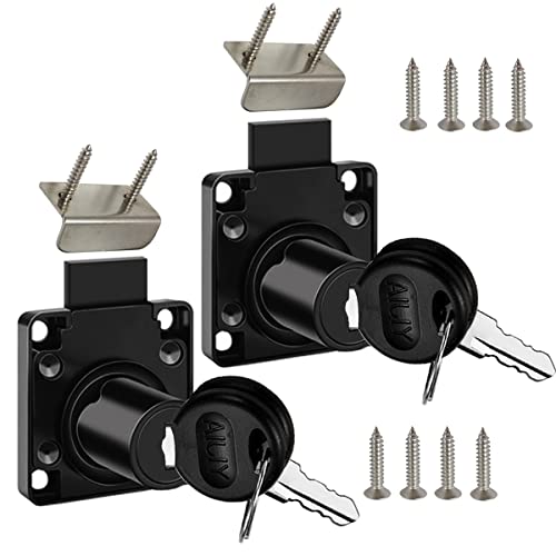 Cabinet Drawer Lock Mailbox Lock Model CT-138-22 for Fixing Important Documents and Drawers (Opening Diameter 0.75inch/19MM) Suitable for Door Panels with A Thickness of 17 mm-22 mm. 2 PCS [Black]