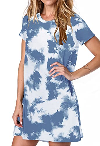 Image of Alaster Women's Casual Summer T Shirt Dress Loose Short Sleeve Tunic Dress with Pocket for Women