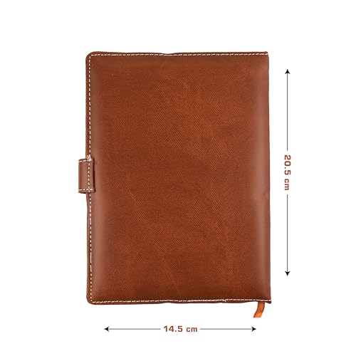 Image of Cubic A5 Premium Textured Foambound PU Leather Diary | Light Tan Color | Secure Button Closure | Built-in Pen Holder & Ribbon Bookmark | 160 Lined Pages | Ideal for Work, Study & Journaling