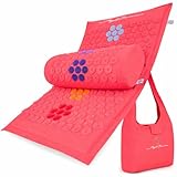 KraftBaum Akupressurmatte Set mit Nackenrolle & Tasche – Nadelmatte mit 27 Massagepunkten – für Rücken, Nacken & Stressabbau – Chakra-Farbdesign – Baumwolle & Kokosfaser