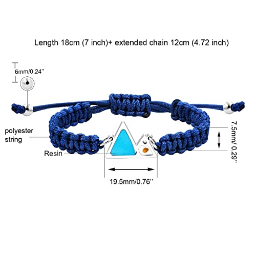 Image of Uloveido Handmade Braided Rope Bracelets with Blue Triangle Mountain Mustard Seed Charm Unisex Mountain Bracelet