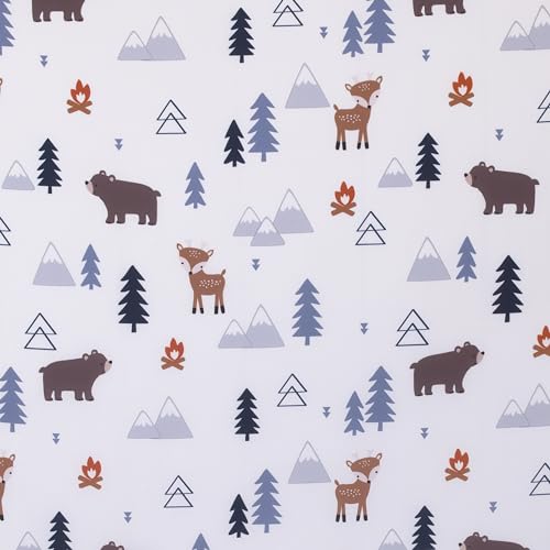 Image of Little Love by NoJo National Park Navy, Gray, Tan, and White Forest Friends Nursery Fitted Crib Sheet