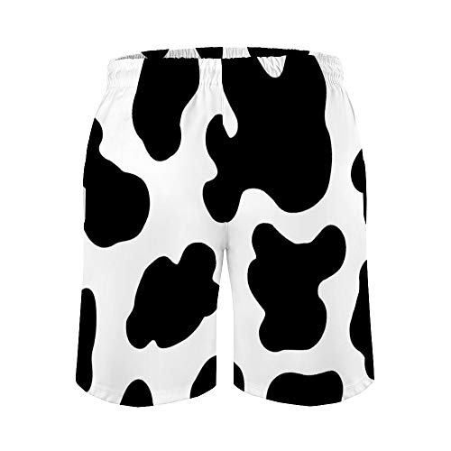 Huayuanhurug Custom Men's Animal Print Milk Cow Skin Printed Swim Trunks Summer Surfing Beach Shorts Board Pants Quick Dry With Pockets #TOP3