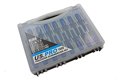 US PRO Lot de 15 tournevis de précision Torx Philips et plats 1609