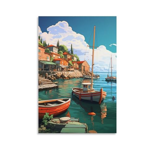 Cuadro en lienzo de bahía de vacaciones de 50x75 cm para decoración de pared en el salón