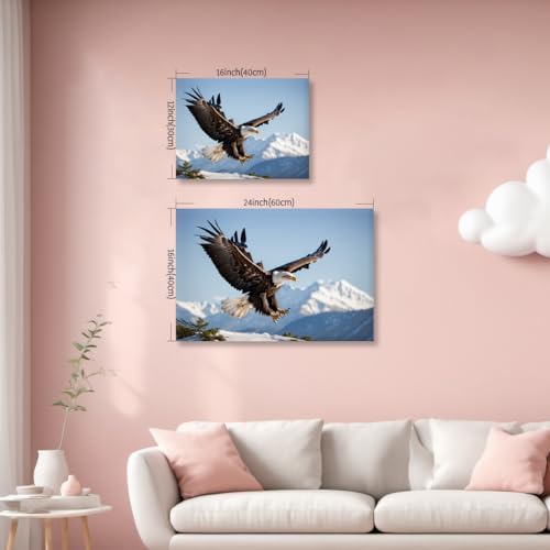 Hjyttx Eagle Canvas Wall Art Flying Bald Eagle Pictures Bird Wildlife Poster Aesthetic Vintage Prints Painting For Living Room Bedroom Home Decorations thumb #1