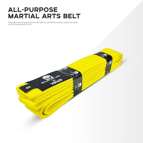 Victorbudo USA Karate Belt, All-Purpose Martial Arts Belt, Judo Belt, Taekwondo Belt, Colorful Karate Belt, Durable MMA Color Rank TKD Belt Size 0-6. (Yellow, 1)