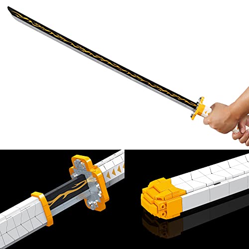 Hi-Reeke Cosplay Anime Agatsuma Zenitsu Sword Building Block Models Kit, Demon Slayer Swords Anime Samurai Katana Toy For Aldult (Compatible With Lego)-956Pcs #TOP5