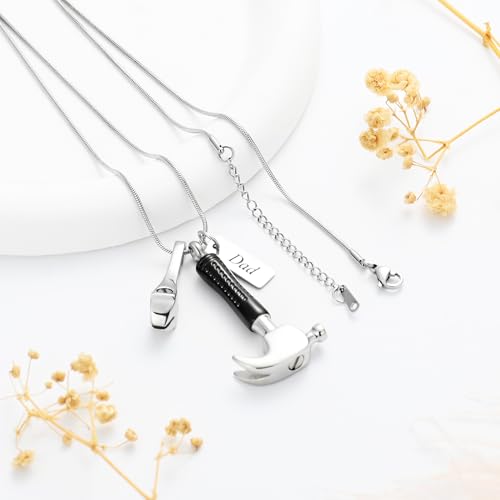 zeqingjw Hammer Urn Necklace for Ashes Memorial Cremation Jewelry Ash Holder Stainless Steel Keepsake Pendant Necklace for Men Women3