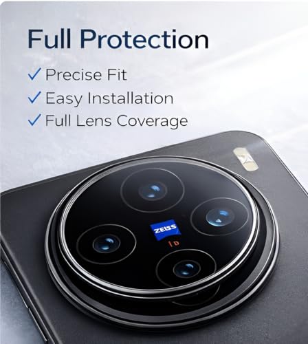 Image of AJM Camera Lens Protector Compatible with Vivo X200T, 9H Tempered Glass Camera Guard, HD Clear Anti Scratch Lens Protection, Bubble Free Easy Installation, Metal Ring Camera Cover (Black)