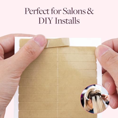 Image of GOO GOO Double Sided Wide Hair Extension Tape, 48 Pieces, 3.2 * 0.3inch, No Residue Invisible Hold, Adhesive Replacement Tabs