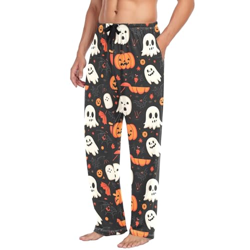 Pumpkins Spirits Men's Cotton Pajama Pants with Pockets and Drawstring Comfortable and Stylish,S4