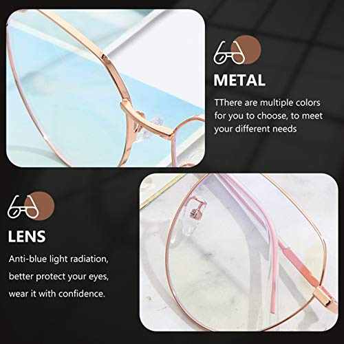 EXCEART Óculos de bloqueio de luz azul olho de gato rosa armação de metal hipster armação de óculos