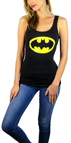 DC Comics Womens Batman Logo Tank Top (Batman Black, Small)