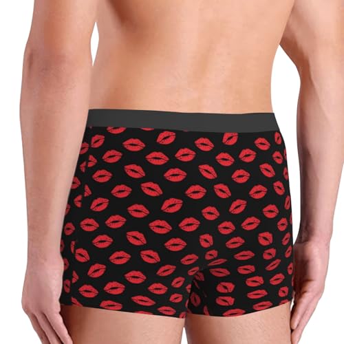 Sexy Red Lips Kiss Print Underwear For Men Comfy Cozy Holiday Boxer Briefs4