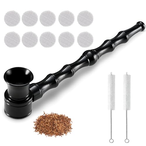 YUESIKJ Pipe à fumer Mini Pipe Noire avec 10 filtres en acier inoxydable + 2 brosses de nettoyage...