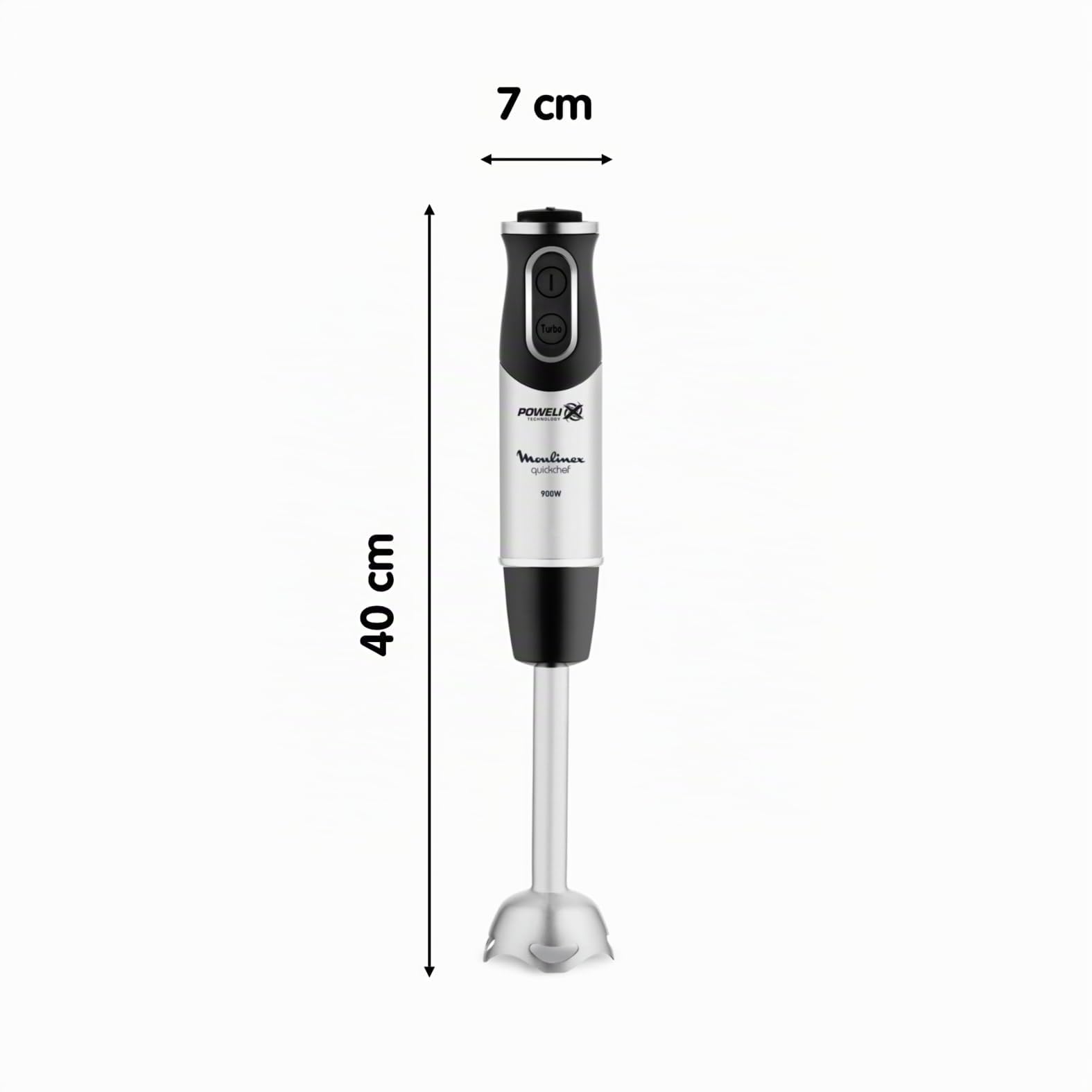 Moulinex Pied mixeur, 1000 W, 10 vitesses, Pied métal, Accessoires hachoir, Fouet et presse purée, Quickchef 4-en-1 DD65H810, Noir/Inox