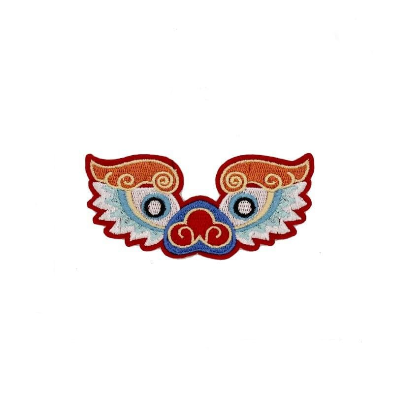 Naszywka haftowana 7-15 cm 10 szt. uroczy smok lew haft naszywka do prasowania aplikacje chińskie na odzież małe naszywki przyszycia kurtkę jeansową(Wings 12 * 5cm)