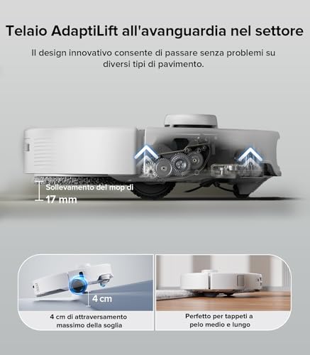 roborock Qrevo Edge Robot Aspirapolvere Lavapavimenti con Mappatura, 18.500 Pa, Telaio AdaptiLift all'avanguardia nel Settore, Doppio Sistema Antigroviglio, Pulizia dagli Angoli ai Bordi, Hello Rocky - Immagine 3