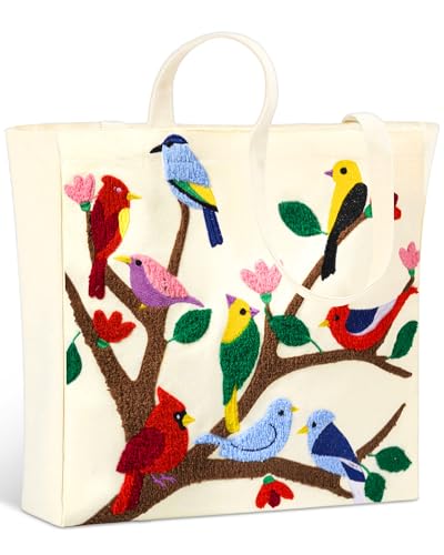 Abbylike Floral Embroidery Tote Bag Reusable Pink...