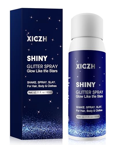 XICZH Body Glitter Spray, Glitter Spray for Hair Clothes and Body, Holographic Silver Glitter...