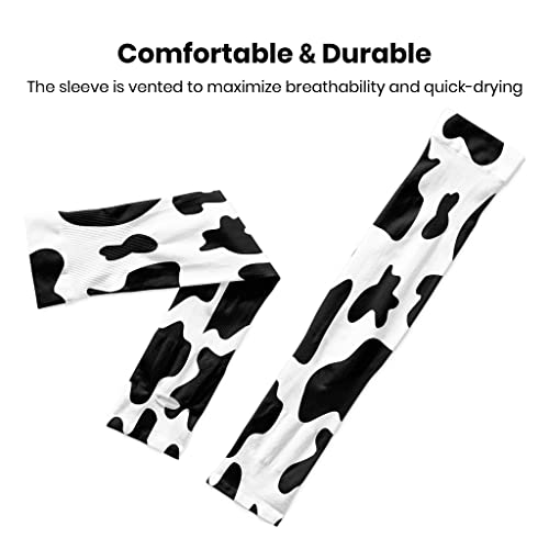 Diafilm Cow Print Pattern Uv Sun Protection Arm Sleeves With Thumb Hole For Men Women Youth ,Compression Cooling Sleeve Cover,Cycling Golf Fishing Outdoor Sports #TOP5