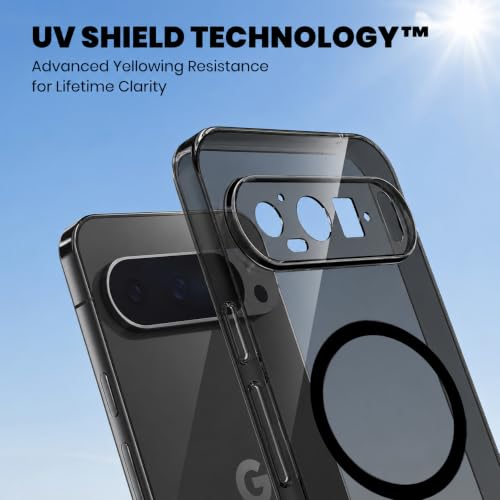 Image of Elzzi Anti Scratch Semi Translucent Cover for Google Pixel 10 Pro XL Case, Premium PC + TPU Magnetic Phone Cases Drop Proof, Compatible with Magsafe Slim Never Yellowing Shockproof