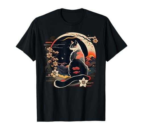 Kawaii Cat Anime Japanese Retro Men Women Kids Funny Cat T-Shirt
