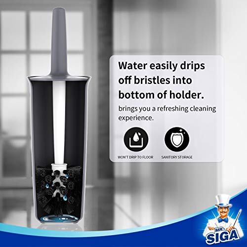 Image of MR.SIGA Toilet Bowl Brush and Holder for Bathroom, Gray, 1 Pack