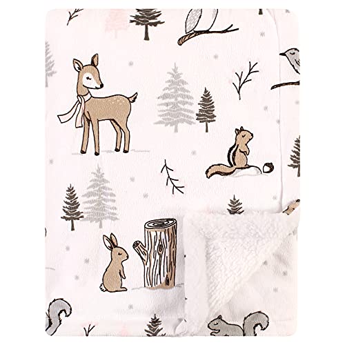Image of Hudson Baby Unisex Baby Plush Mink and Sherpa Blanket, Winter Forest, One Size