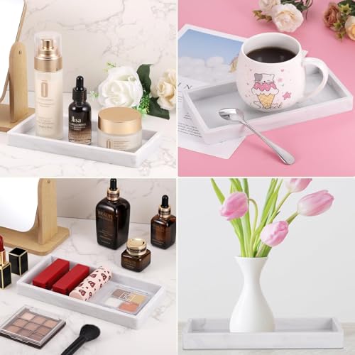 Huiguli 2 Pcs Bathroom Vanity Tray, Decorative Silicone Cosmetic Tray, Non Slip Rectangular Tray for Perfume Tissues Candles Towel Plant Jewelry, 20x10cm White Shatterproof - Cosy Home Interiors Huiguli 2 Pcs Bathroom Vanity Tray, Decorative Silicone Cosmetic Tray, Non Slip Rectangular Tray for Perfume Tissues Candles Towel Plant Jewelry, 20x10cm White Shatterproof - Image 7
