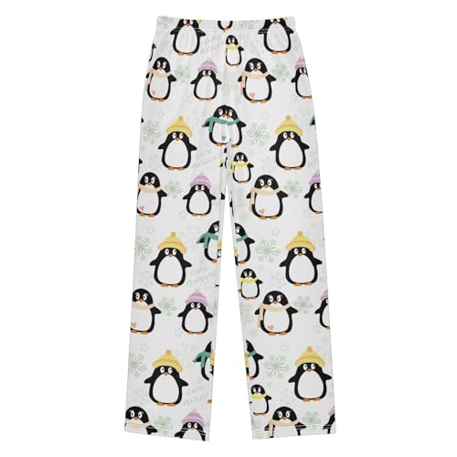 ZZXXB Cute Penguin Snow Boys Long Pants Soft Trousers Elastic Waist Kids Lounge Bottoms with Pockets S-XL