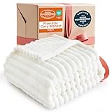 Bedsure GentleSoft Twin Blanket for Bed - Cozy Soft Blankets for Women, Cute Small Fleece Throws for Girls, Graduation Decorations Gift for Her Him School Dorm, Off White, 60x80 Inches