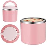 ICEBLUEOR 630ml Food Flask for Hot Food, Portable Soup Flask with Handles, Stainless Steel Vacuum Thermal Food Container, Leak Proof Thermal Lunch Box for Kids School Office Picnic (Pink)