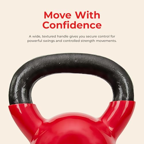 Image of Sunny Health & Fitness Vinyl Coated Kettlebell for Strength Weight Training & Swinging Exercise - In 5, 10, 15, 20, 25 Pound