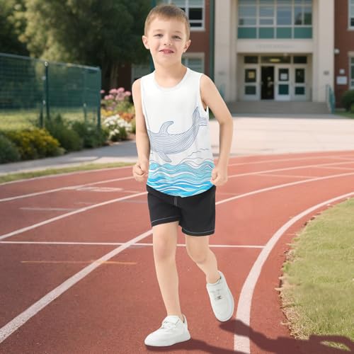 Boys Tank Top Shirts Cartoon Whale Sleeveless T-Shirts Crew Neck for Kids Clothing Children 5