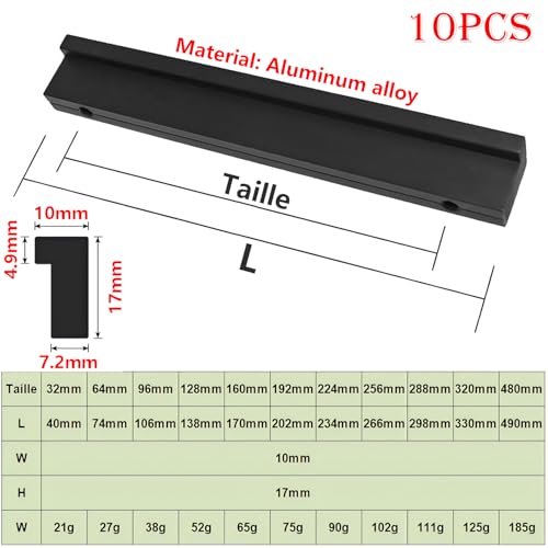 Qrity 10x Möbelgriffe Lochabstand 32mm Türgriffe Küche Stangengriff Schrankgriffe Schubladengriffe Küchenschrank Griffe für Küchenschränke